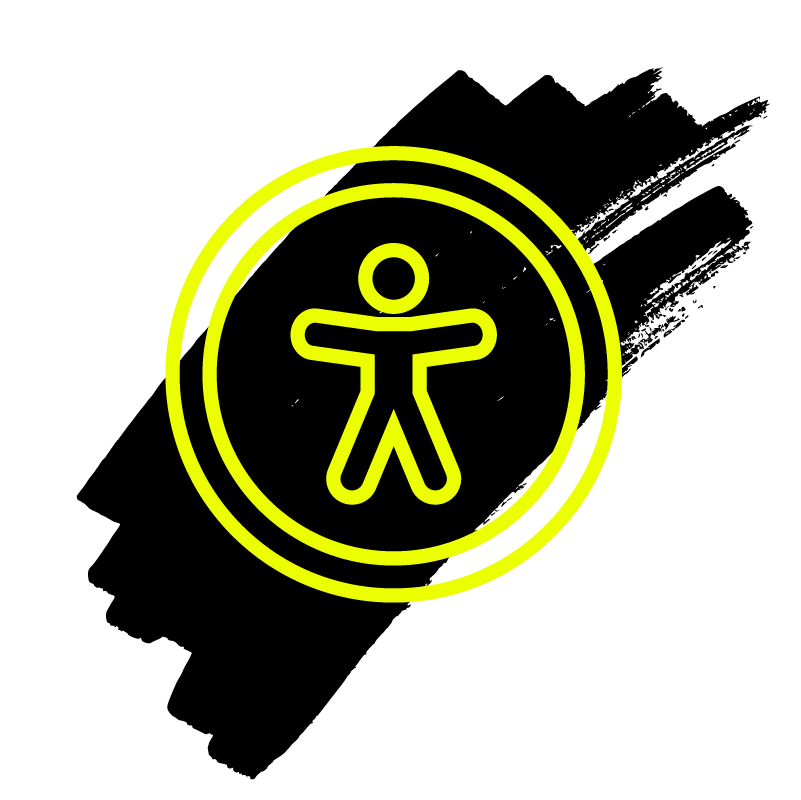 accessibility icon with black mark in background