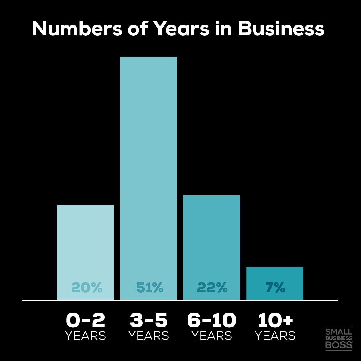 bar chart showing clients & their number of years in business
