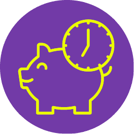 outline of piggy bank and clock
