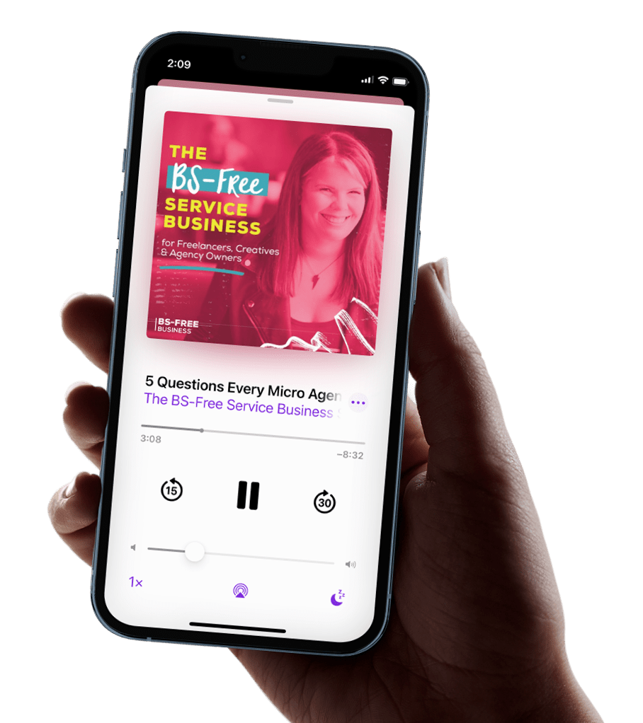 Image of phone showing the BS-Free Podcast playing